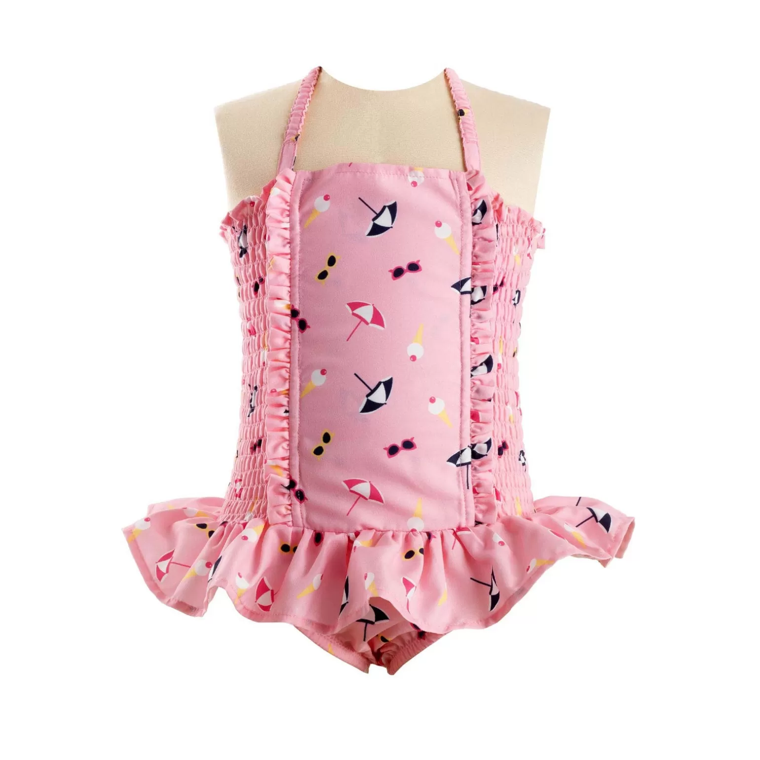 Rachel Riley Parasol Print Ruched Swimsuit | Girl Swim
