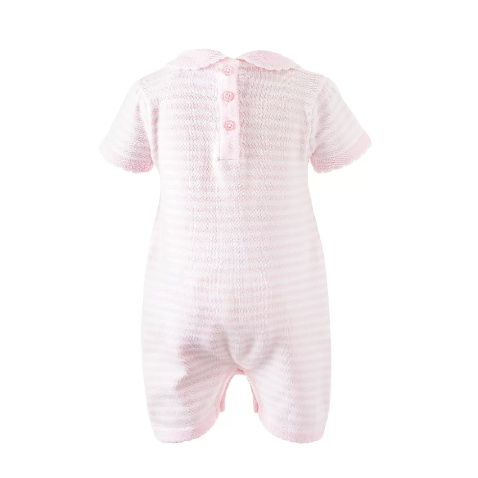 Rachel Riley Pink Striped Knitted Babysuit | Baby Girl Babygros & Babysuits