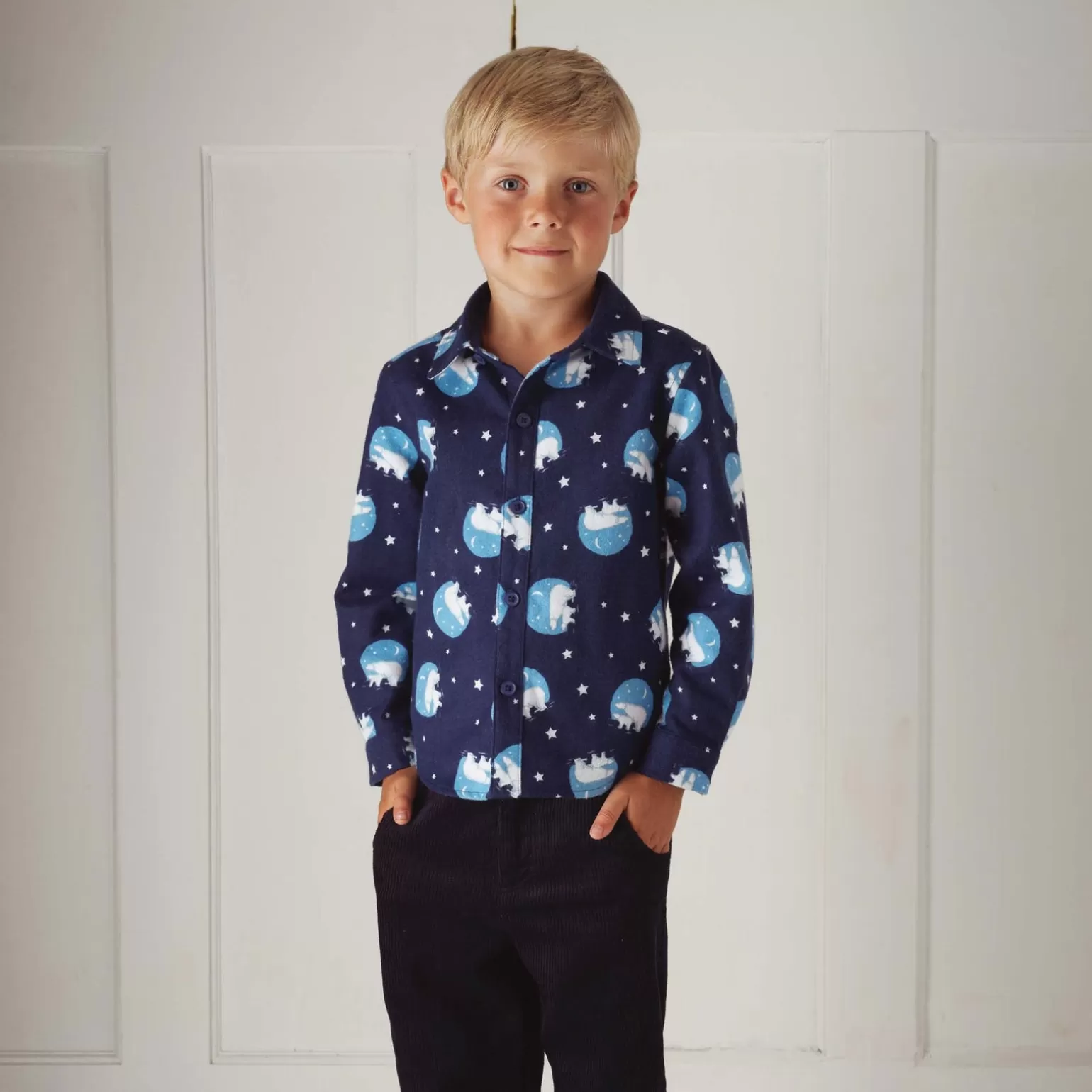 Rachel Riley Polar Bear Flannel Shirt | Boy Shirts & Tops