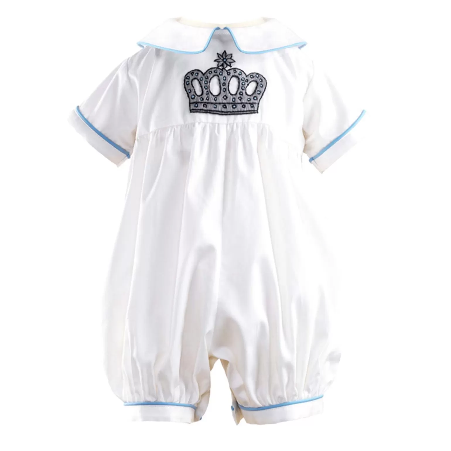Rachel Riley Prince Crown Embroidered Babysuit | Baby Boy Babygros & Babysuits