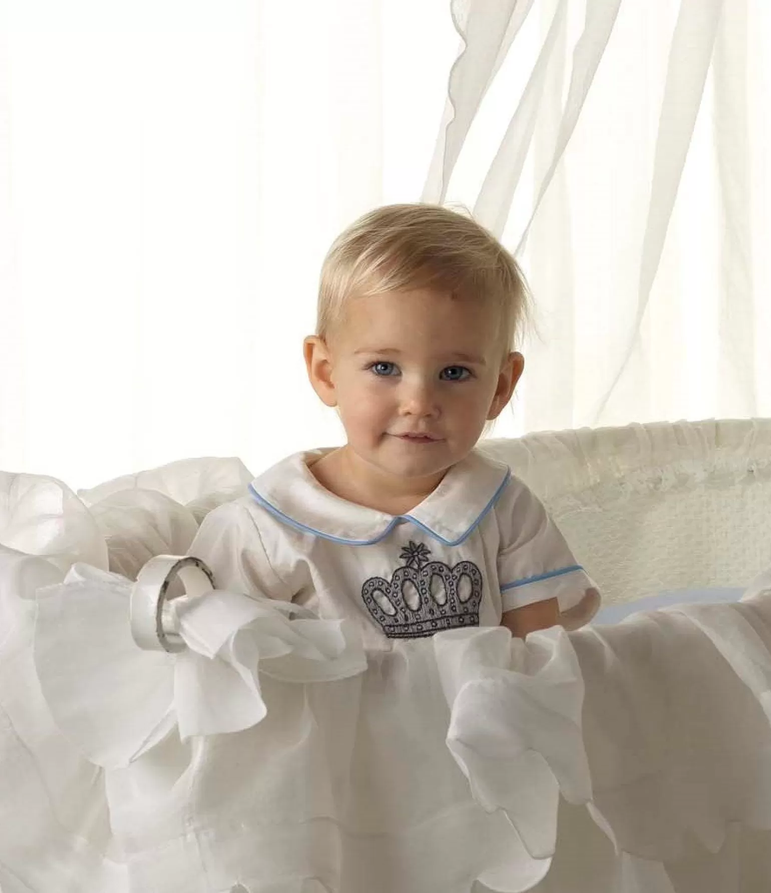 Rachel Riley Prince Crown Embroidered Babysuit | Baby Boy Newborn