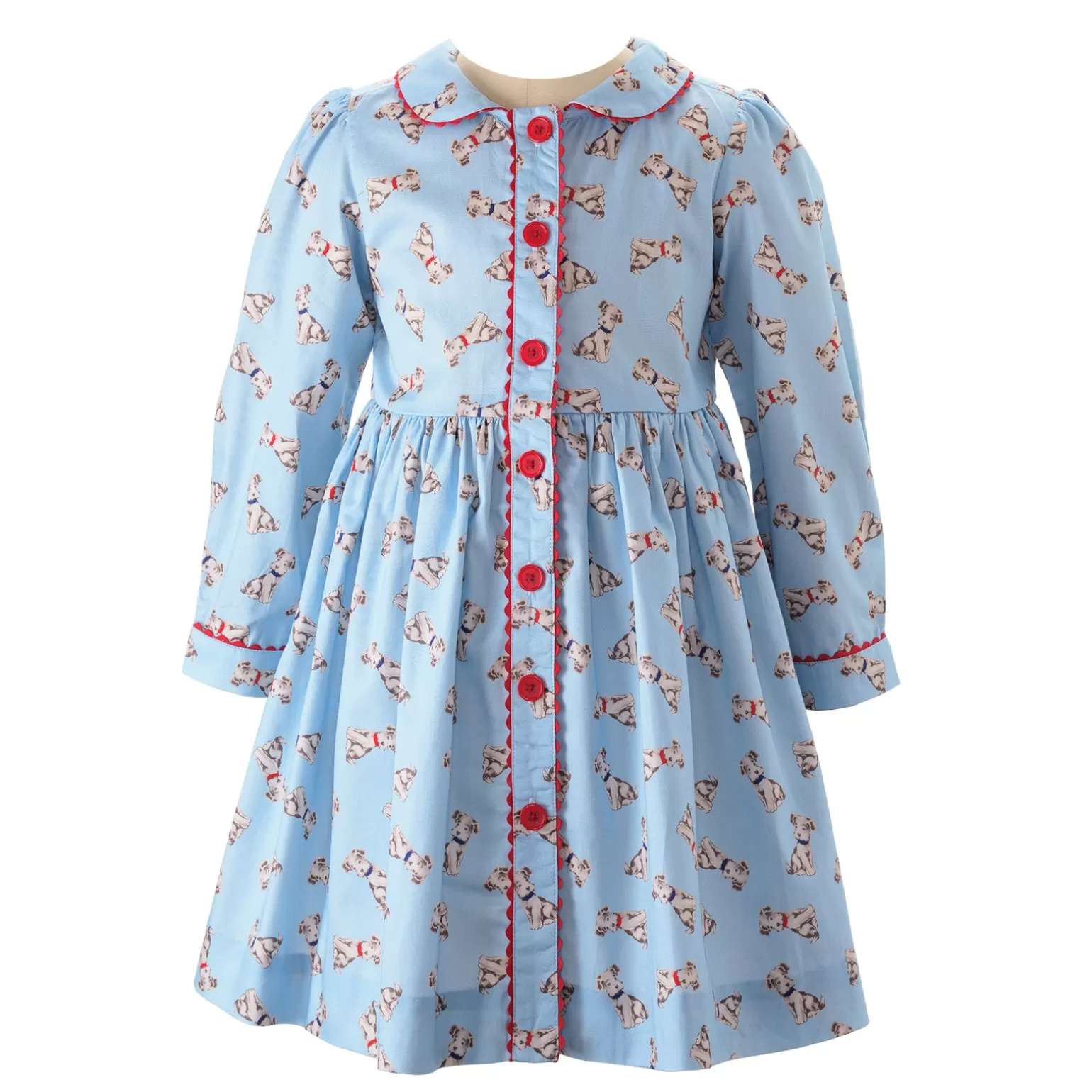 Rachel Riley Puppy Button-Front Dress | Girl Dresses