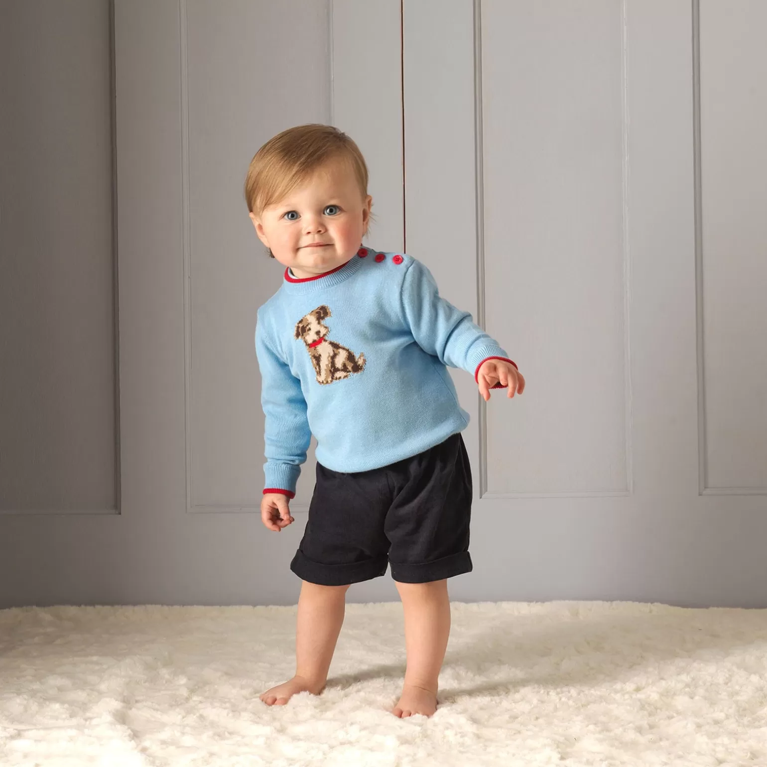 Rachel Riley Puppy Sweater | Baby Boy Knitwear