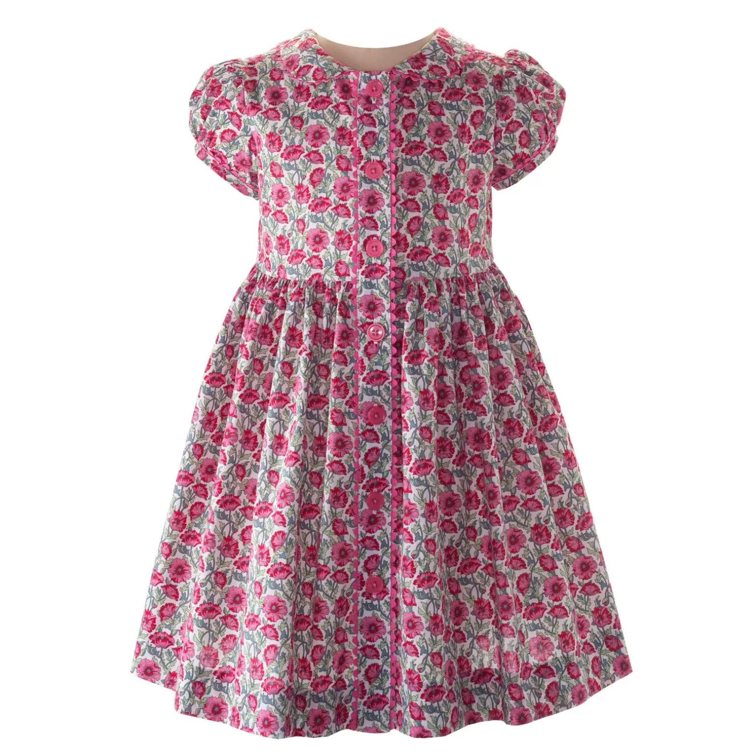 Rachel Riley Red Floral Button-Front Dress | Girl Dresses