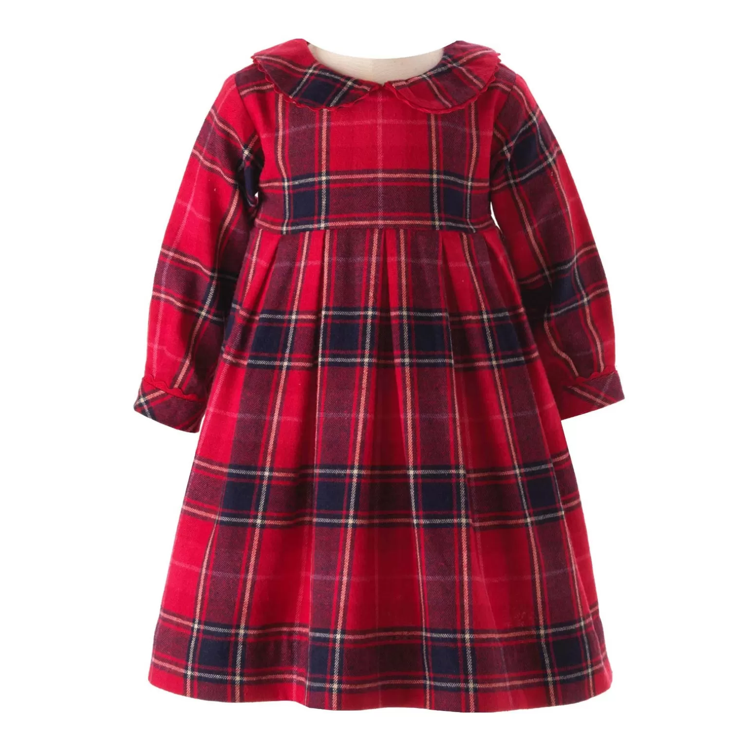 Rachel Riley Red Tartan Flannel Pleated Dress & Bloomers | Baby Girl Dresses