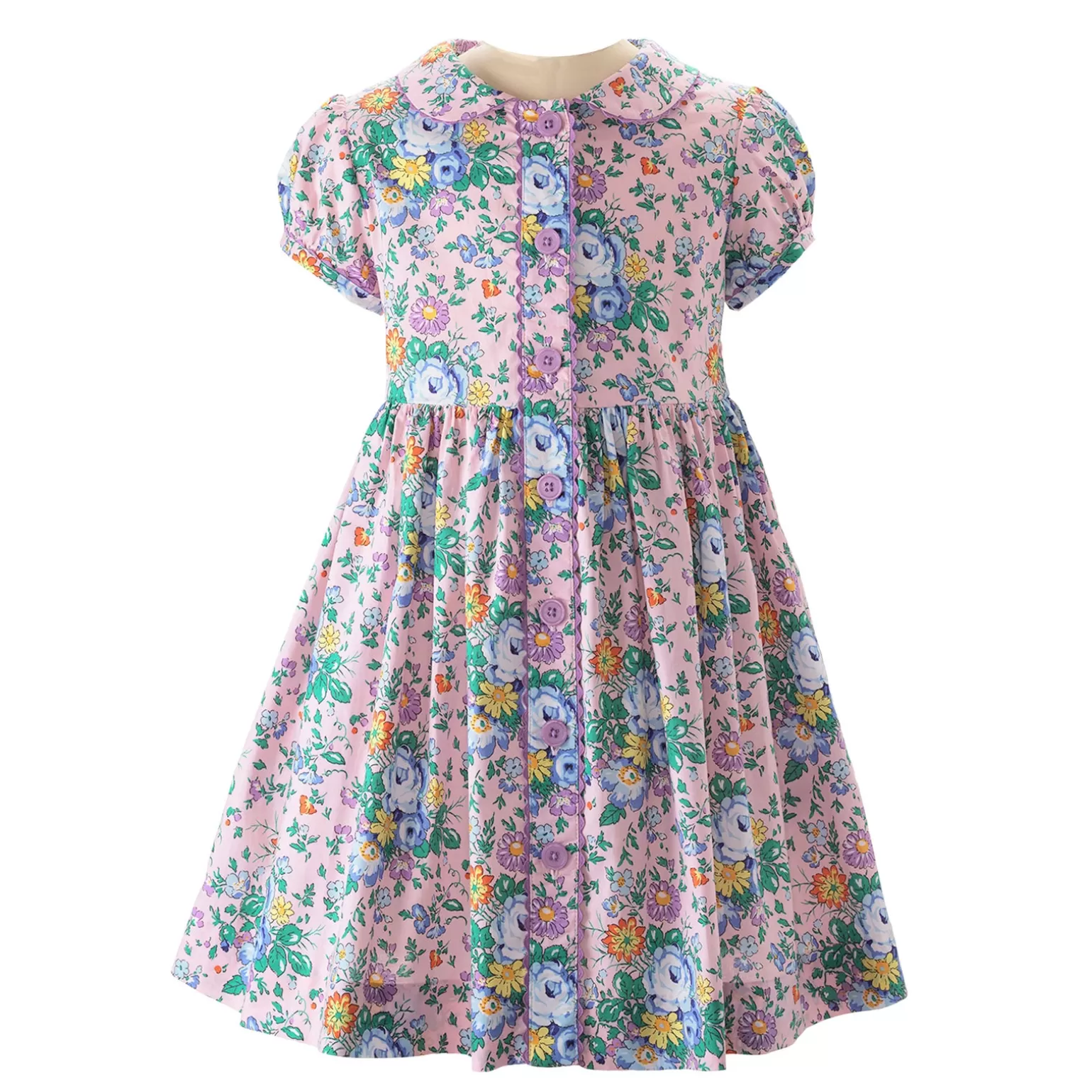 Rachel Riley Rose Button-Front Dress | Girl Dresses