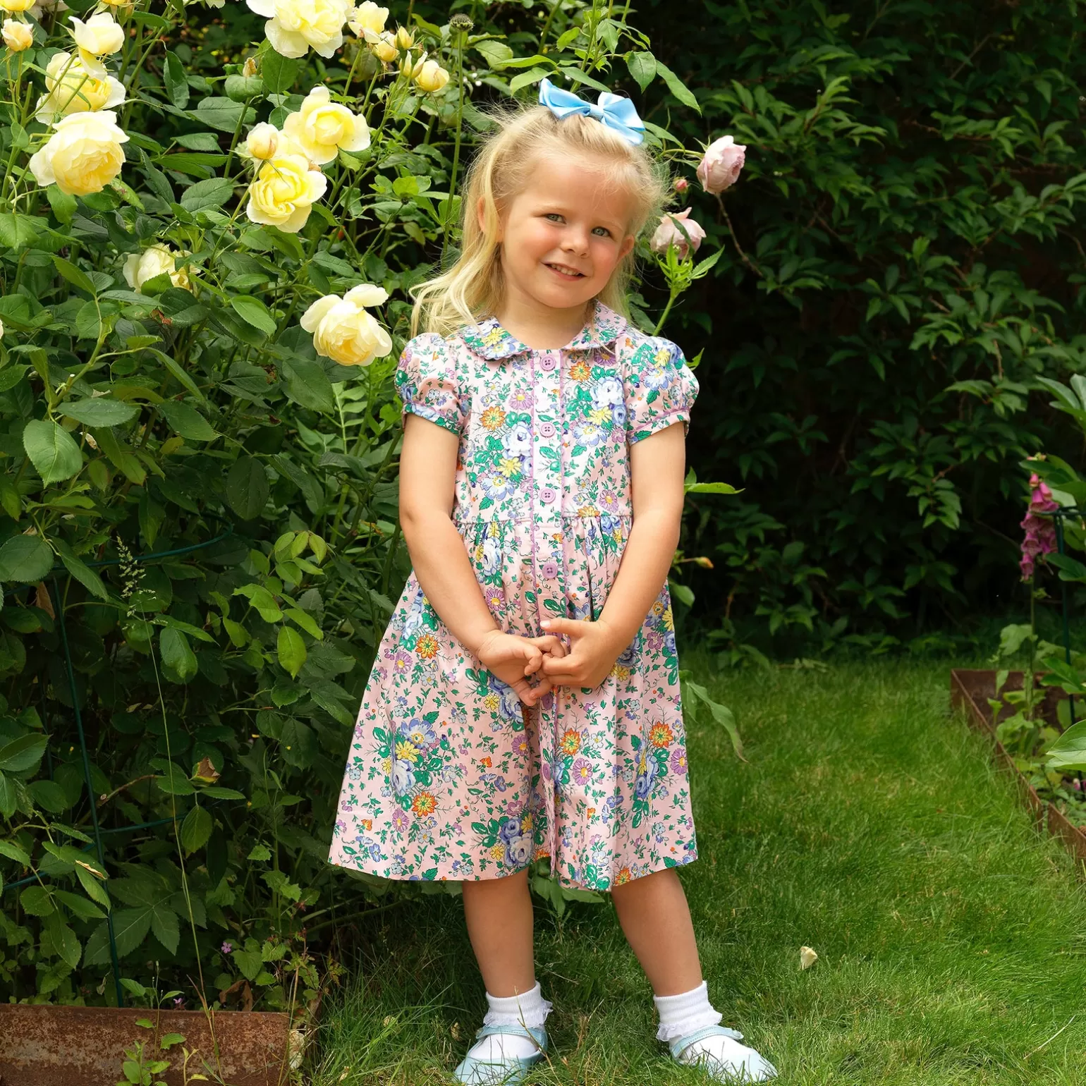 Rachel Riley Rose Button-Front Dress | Girl Dresses