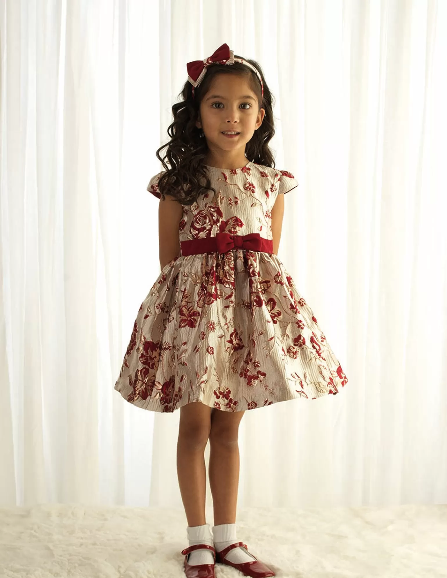 Rachel Riley Ruby Rose Damask Dress | Girl Dresses