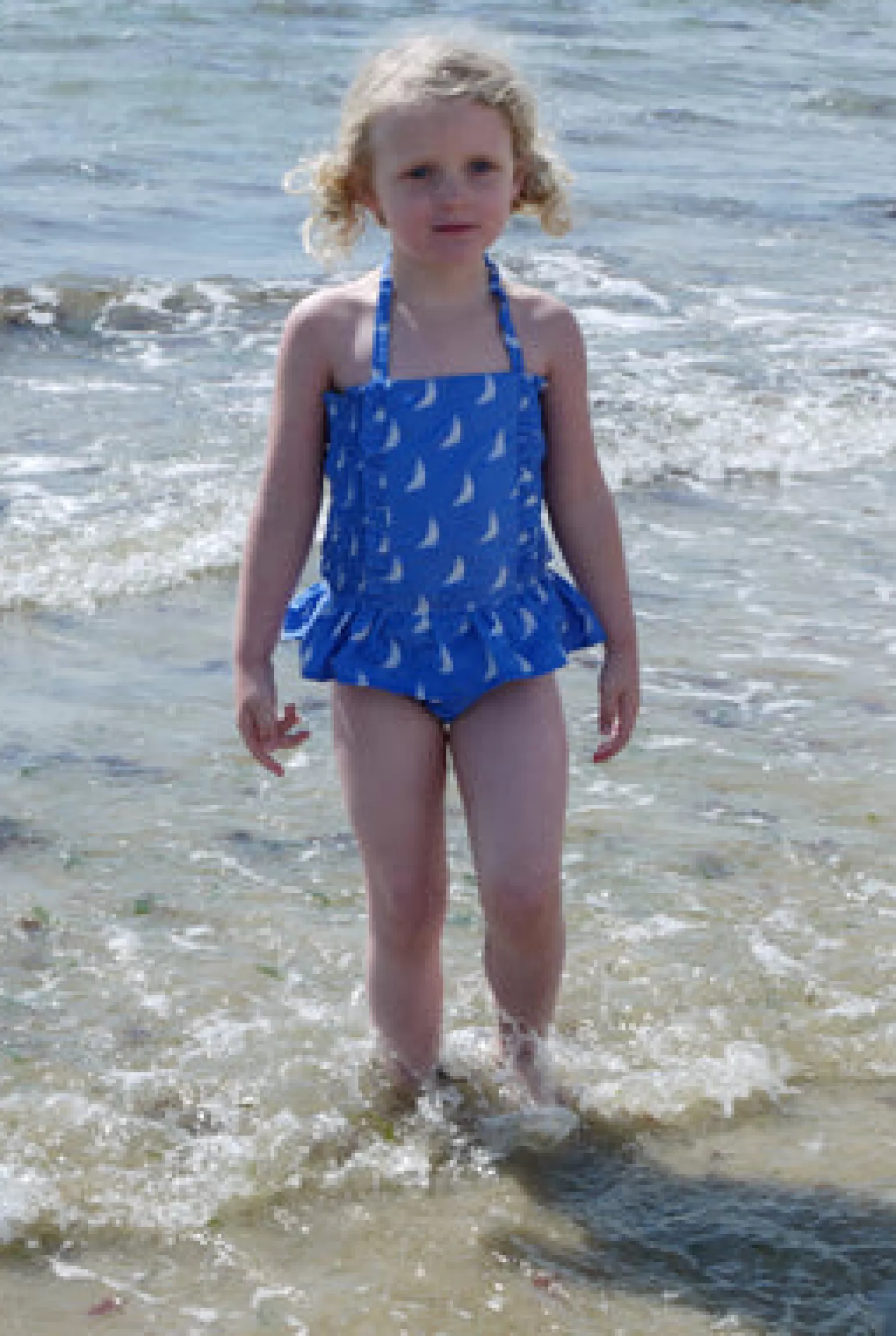 Rachel Riley Sailboat Print Ruched Swimsuit | Girl Swim