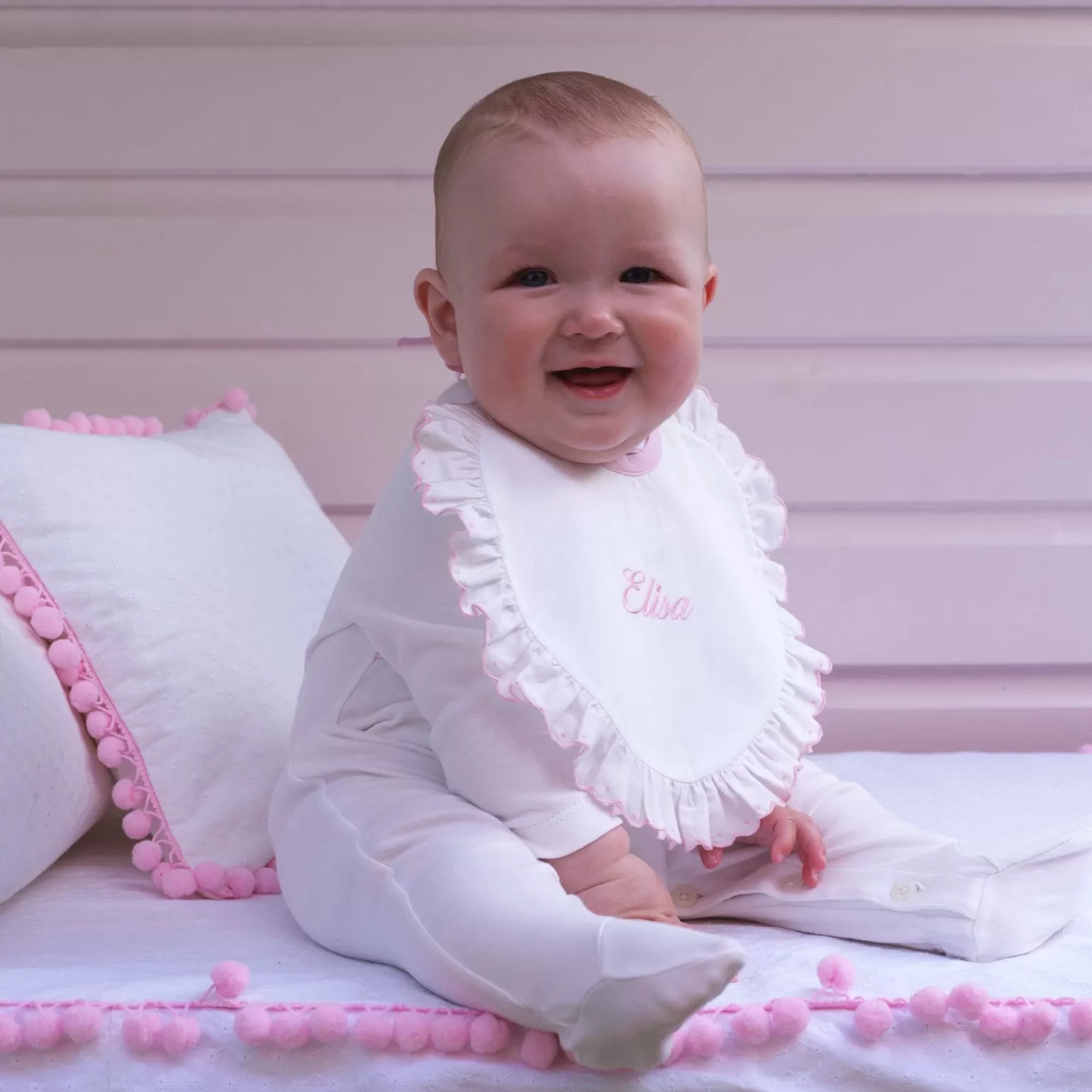 Rachel Riley Scalloped Bib | Baby Girl Bibs & Muslins
