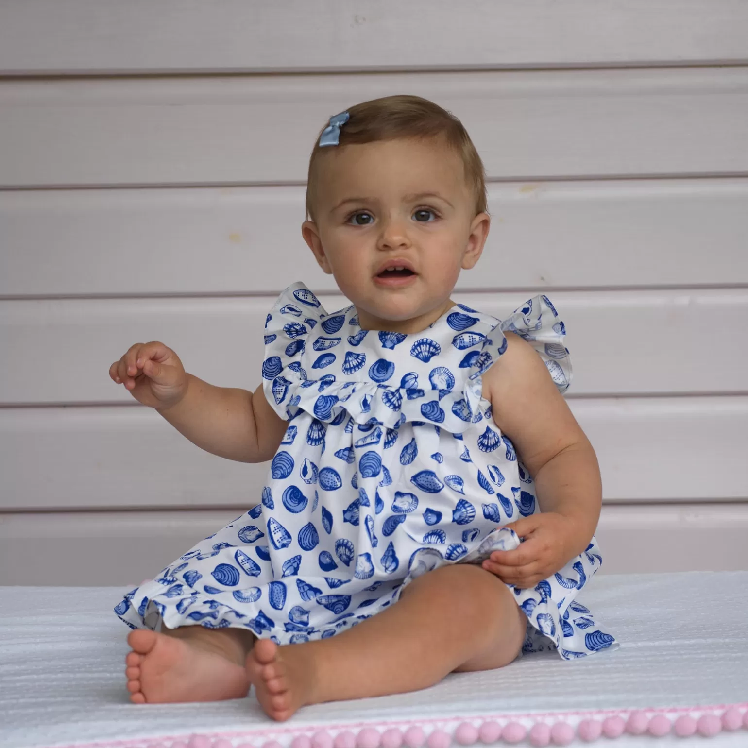 Rachel Riley Seashell Frill Dress & Bloomers | Baby Girl Dresses