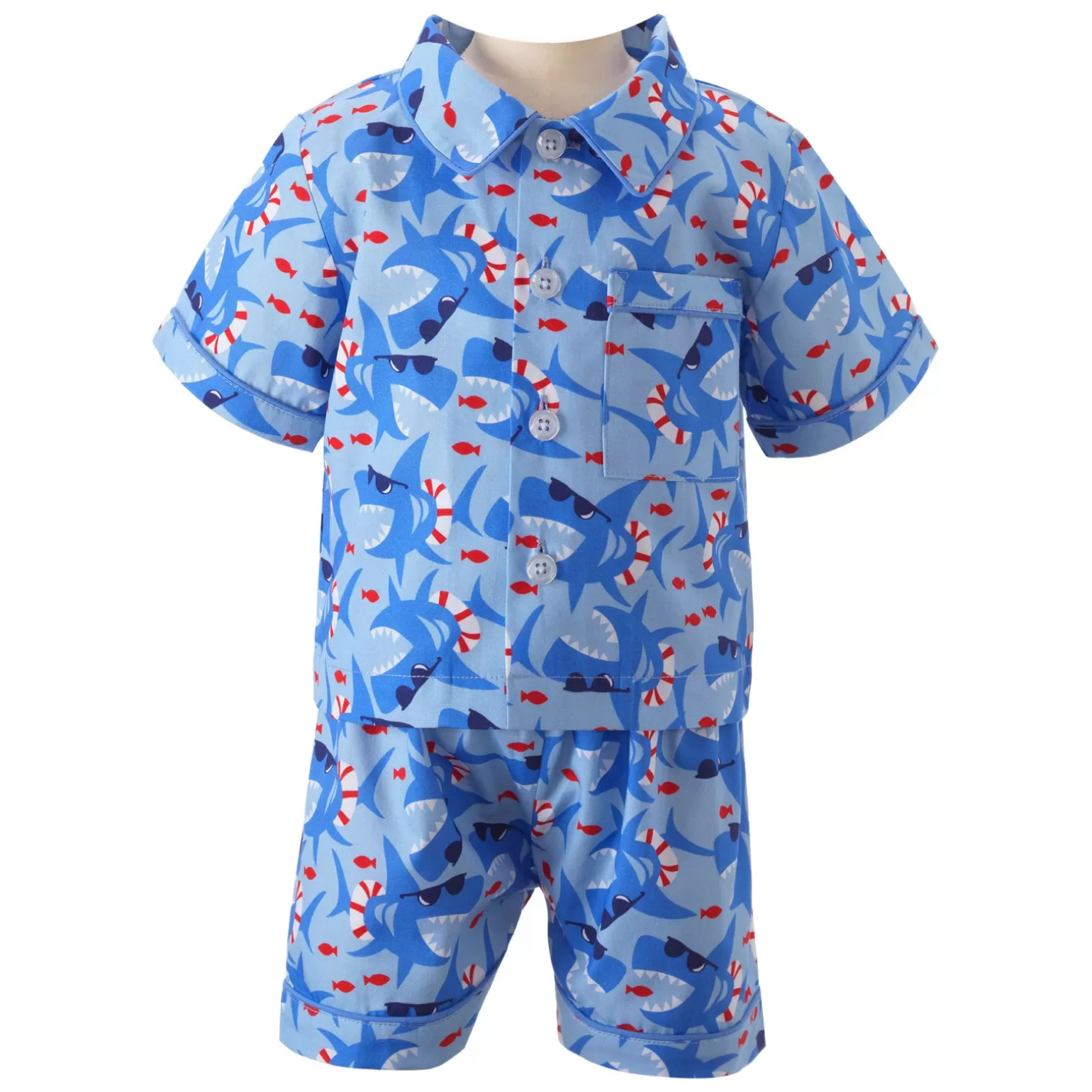 Rachel Riley Shark Print Ss Pyjamas | Baby Boy Pyjamas