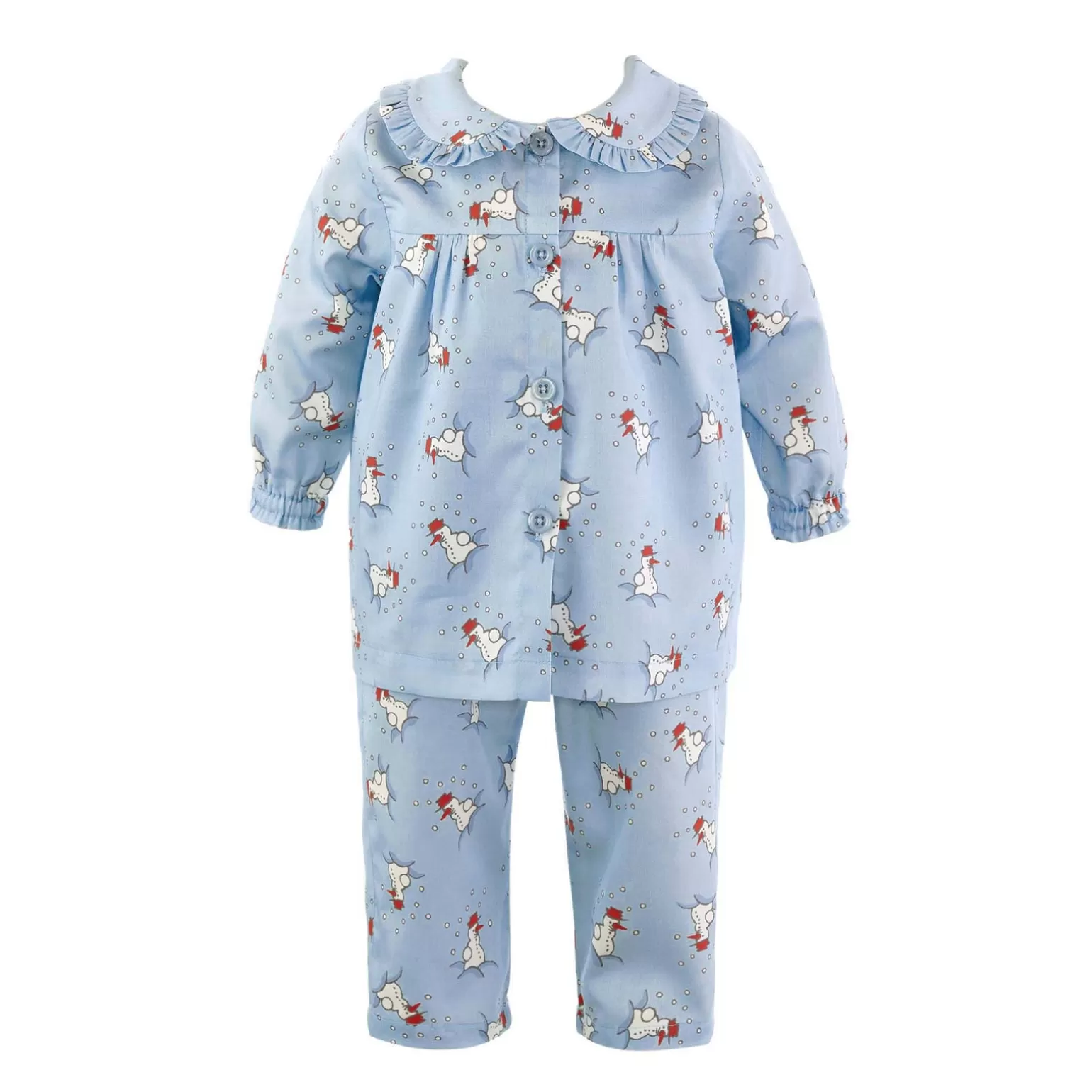 Rachel Riley Snowman Flannel Babydoll Pyjamas | Baby Girl Pyjamas