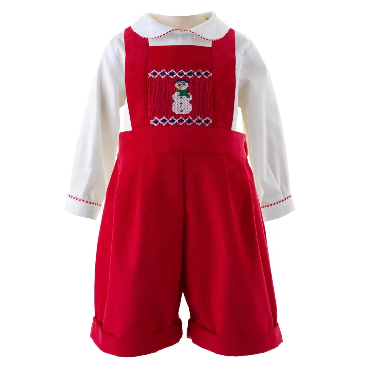 Rachel Riley Snowman Smocked Dungaree Set | Baby Boy Dungarees