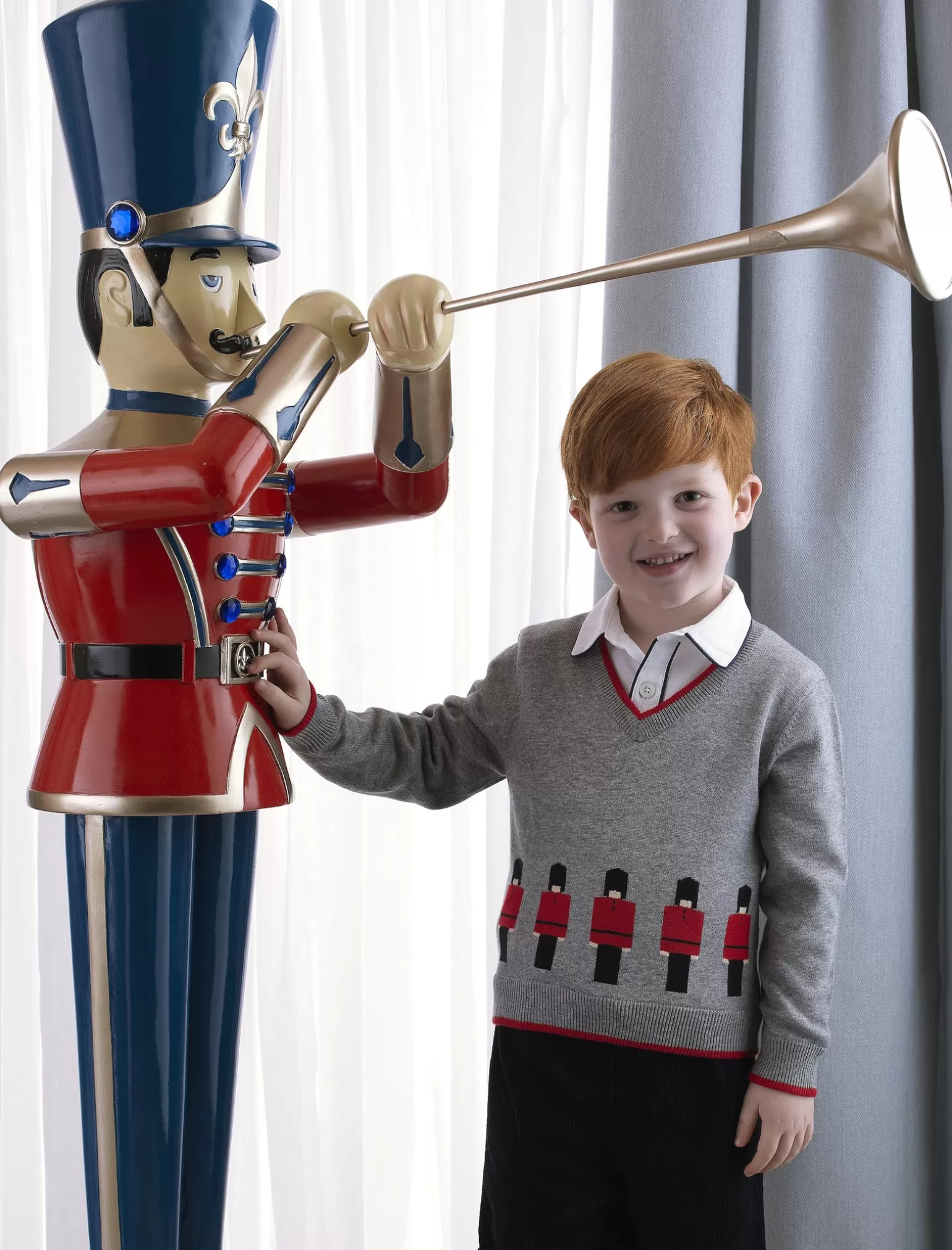 Rachel Riley Soldier V-Neck Sweater | Boy Knitwear, Jackets & Coats
