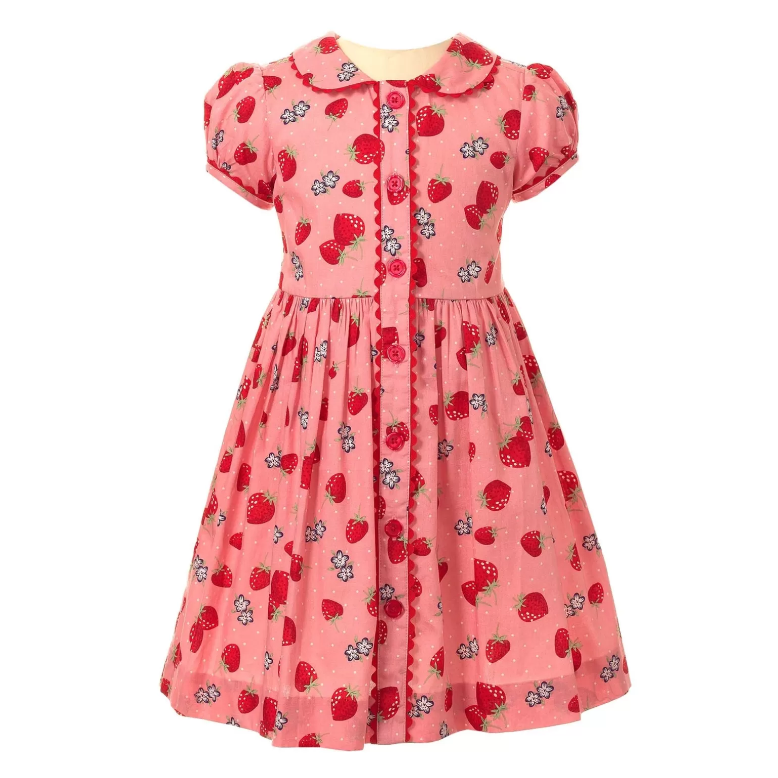 Rachel Riley Strawberry Button-Front Dress | Girl Dresses
