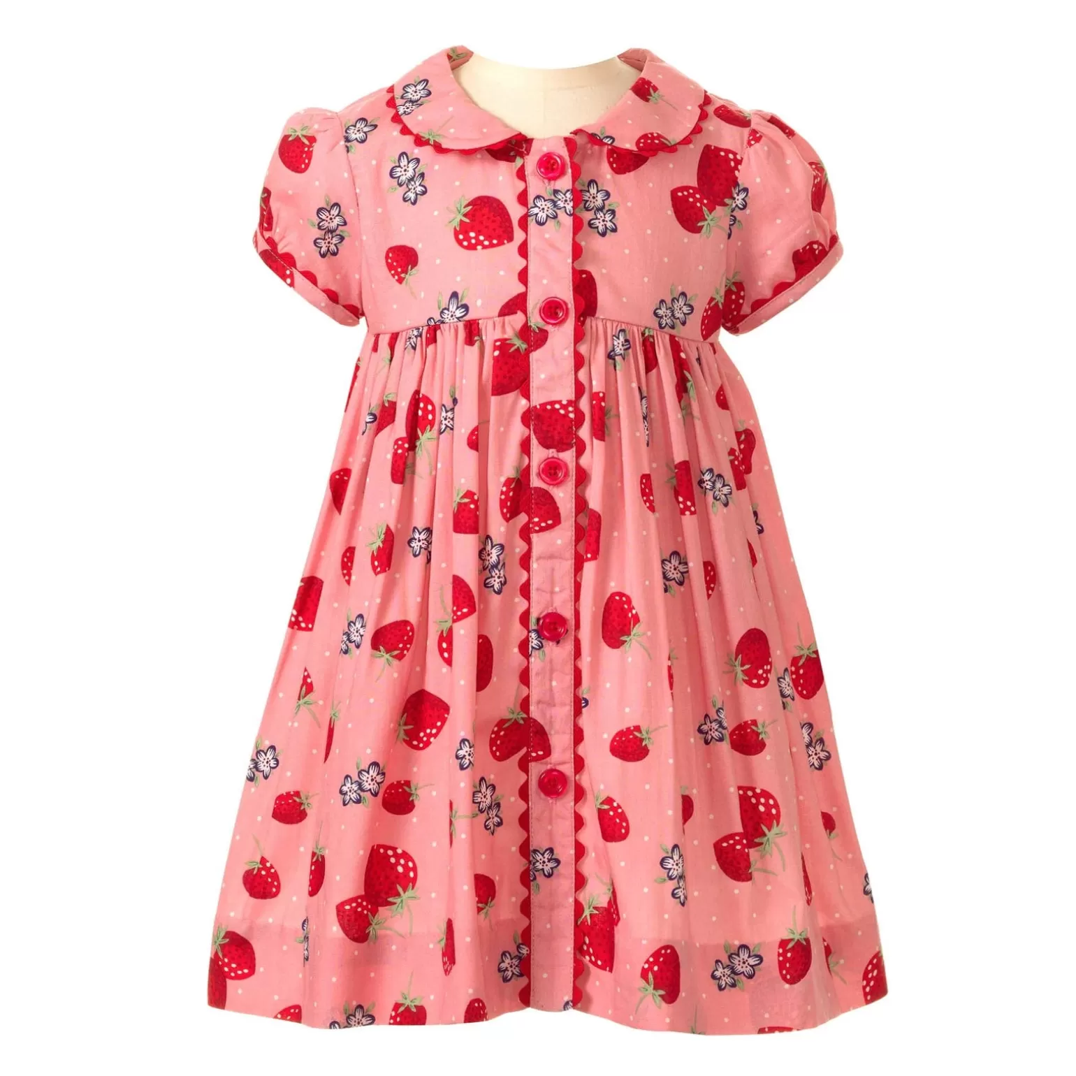 Rachel Riley Strawberry Button-Front Dress & Bloomers | Baby Girl Dresses