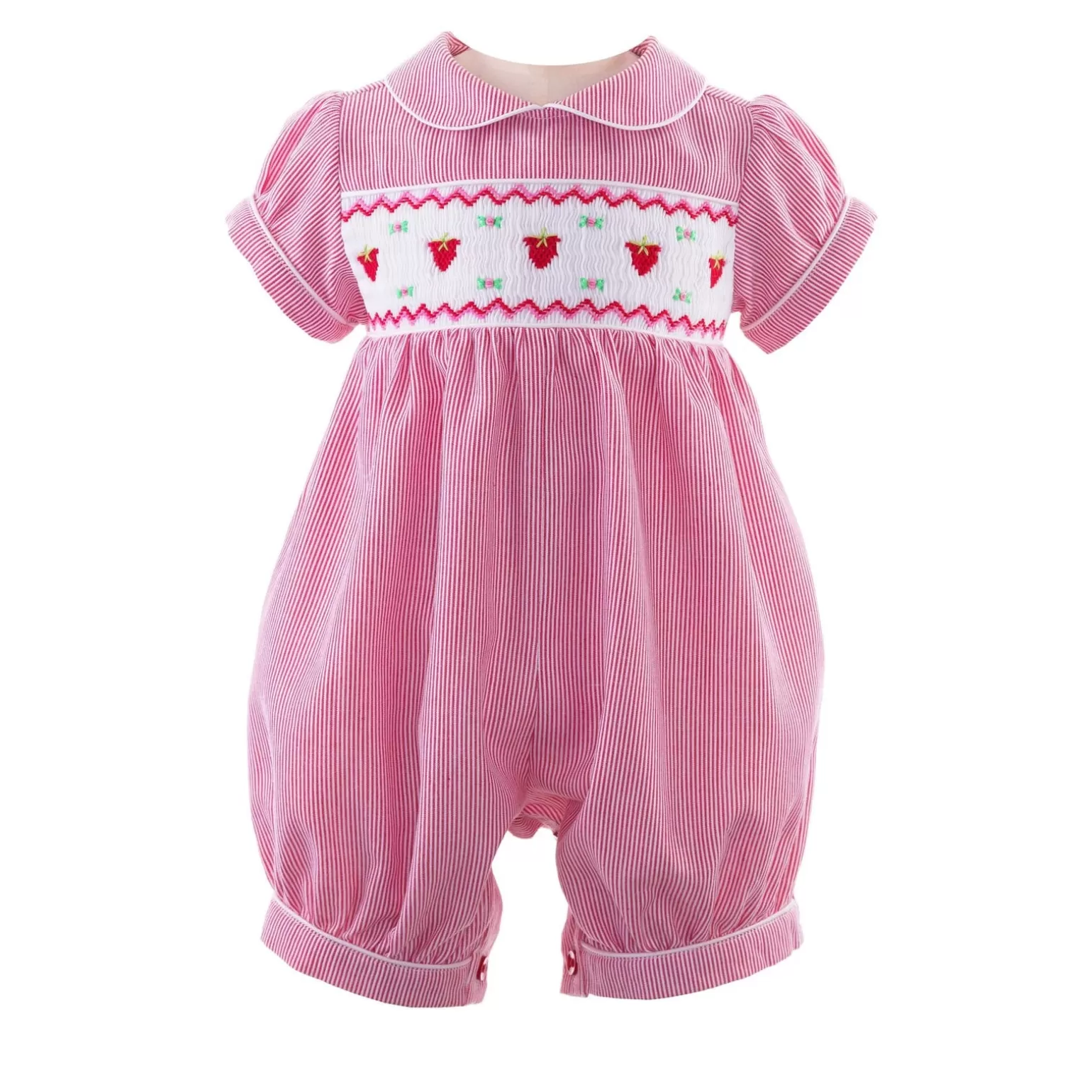 Rachel Riley Strawberry Smocked Babysuit | Baby Girl Newborn