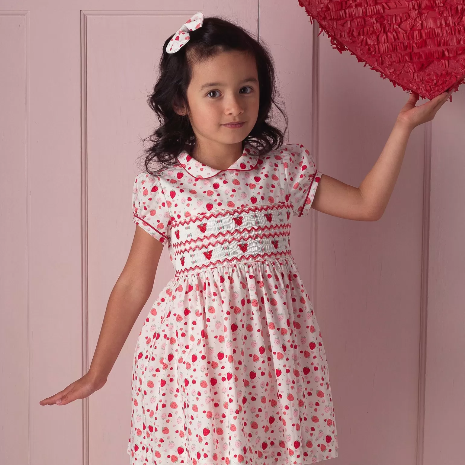 Rachel Riley Strawberry Smocked Dress | Girl Dresses