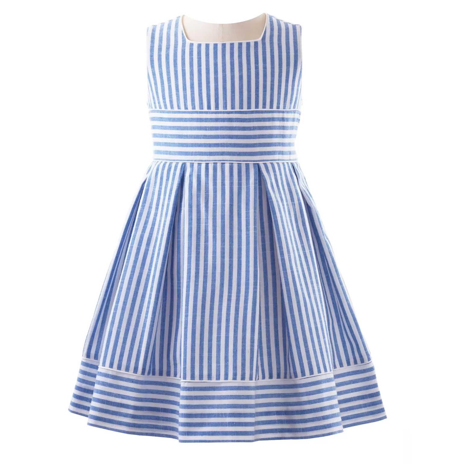 Rachel Riley Striped Oxford Pleated Dress | Girl Dresses