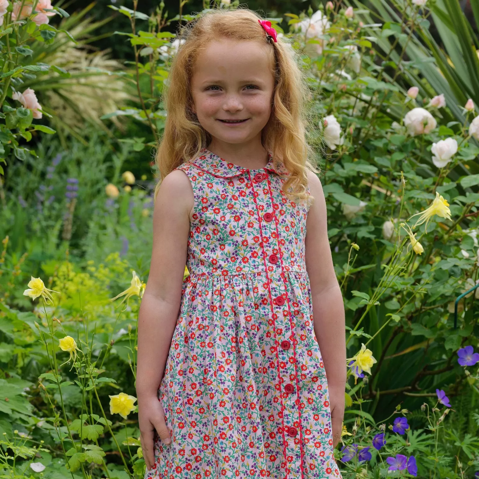 Rachel Riley Summer Floral Button-Front Dress | Girl Dresses