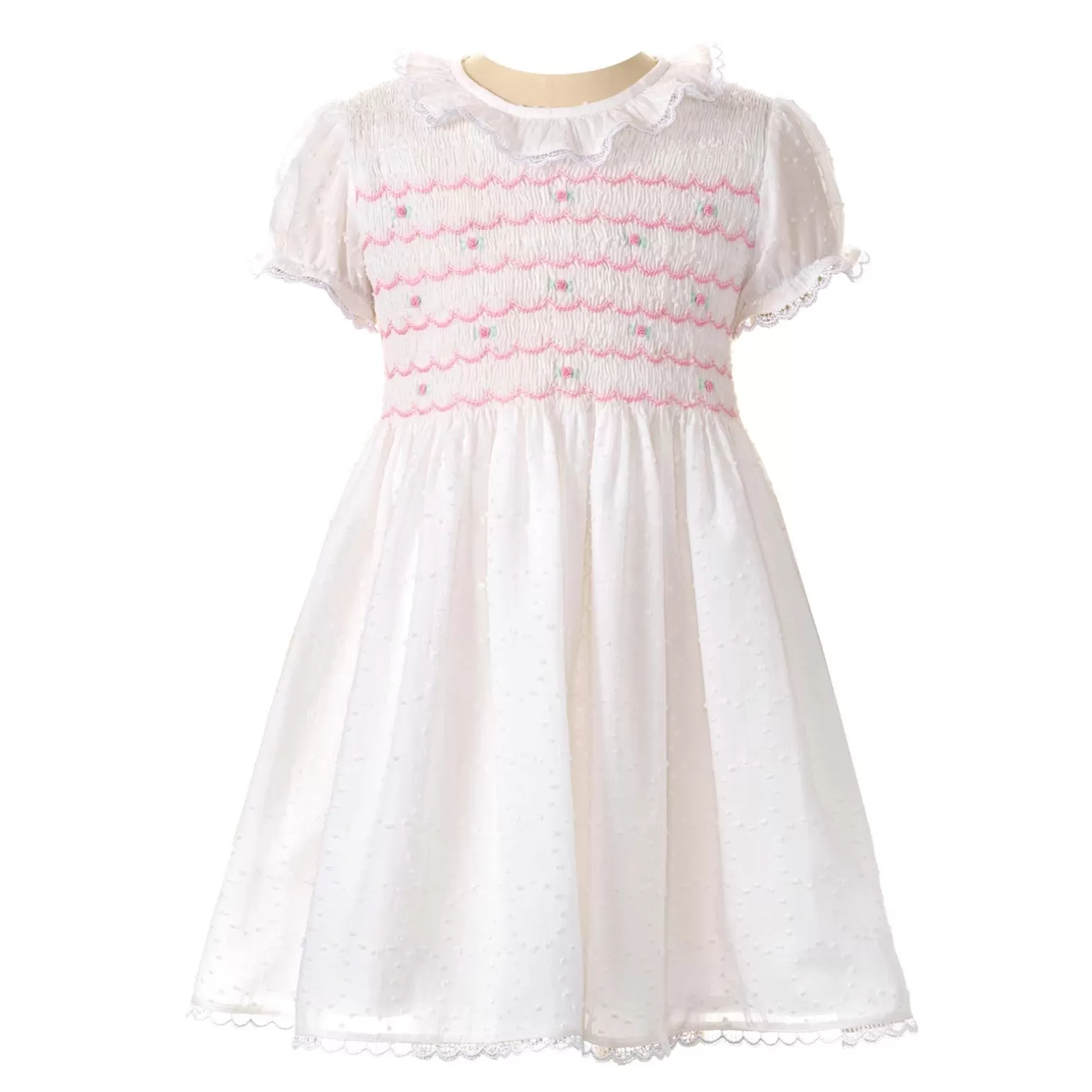 Rachel Riley Swiss Dot Smocked Dress | Girl Dresses