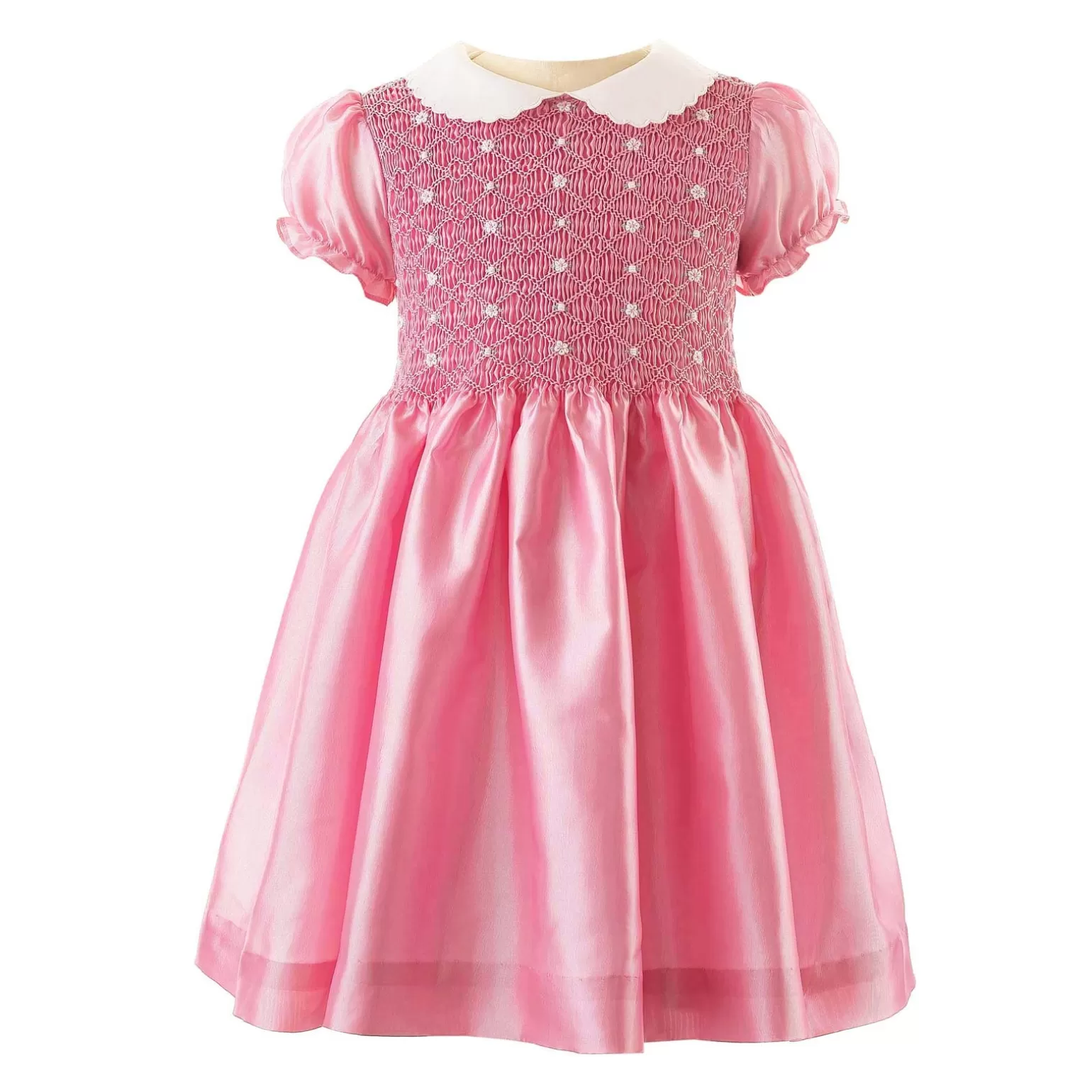 Rachel Riley Taffeta Rosebud Smocked Dress | Girl Dresses