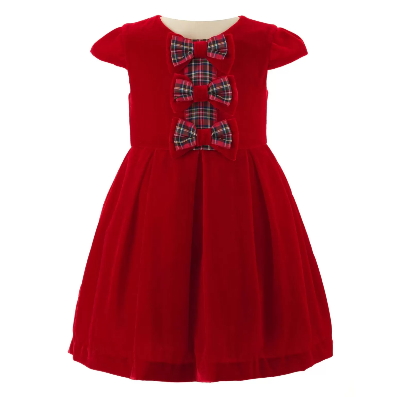 Rachel Riley Tartan Bow Velvet Dress | Girl Dresses
