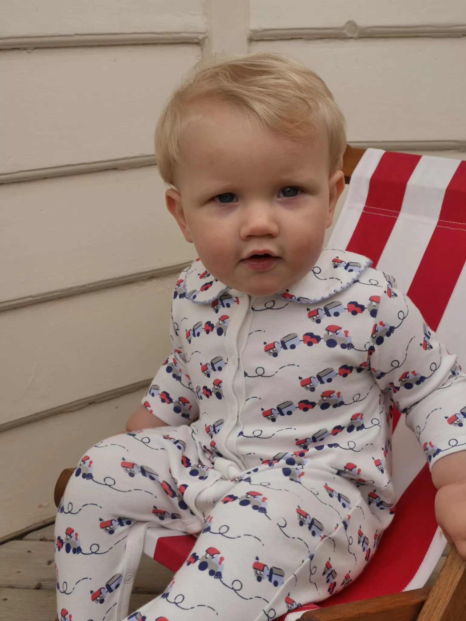 Rachel Riley Toy Train Babygro | Baby Boy Babygros & Babysuits