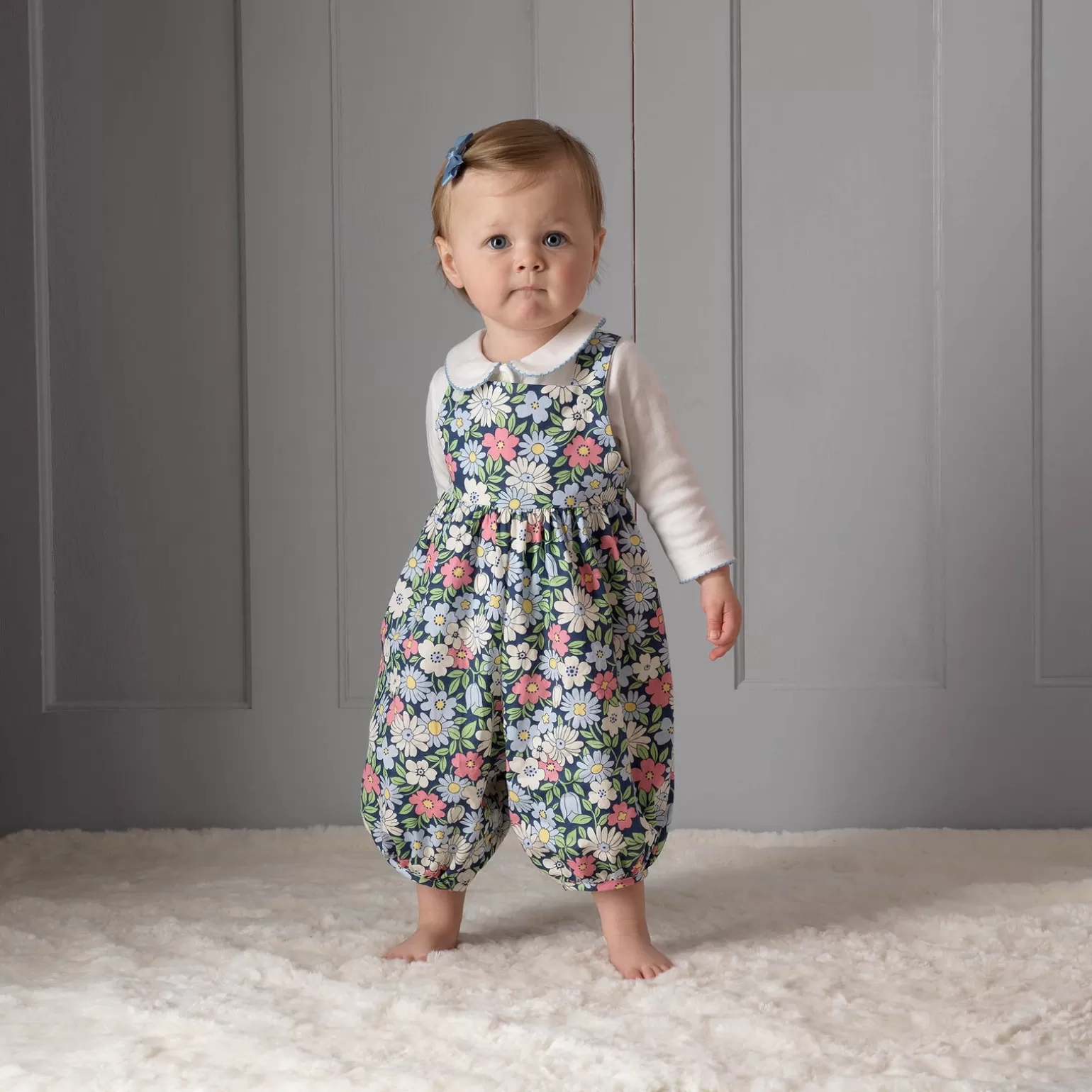 Rachel Riley Tulip Floral Dungarees | Baby Girl Dungarees
