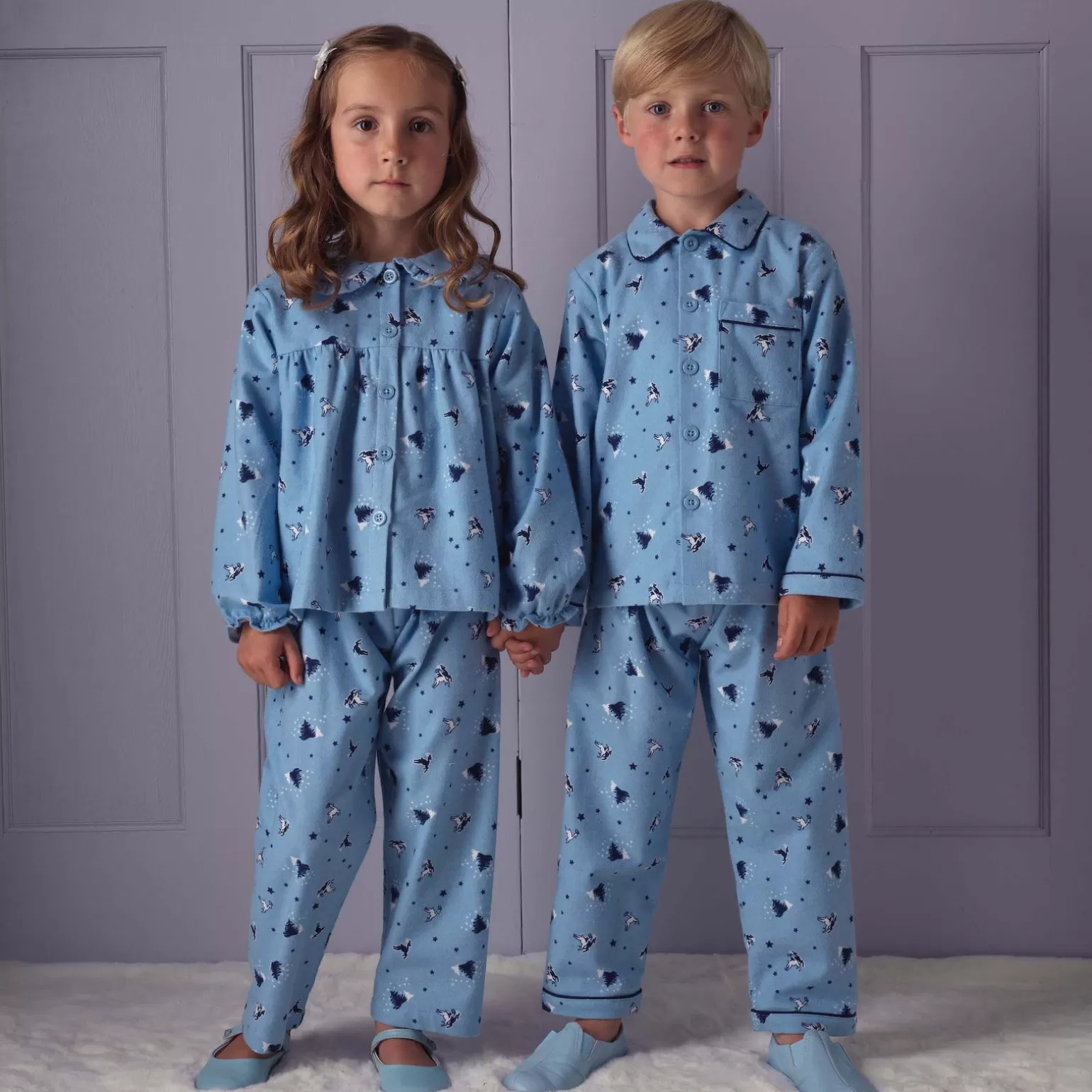 Rachel Riley Winter Deer Babydoll Flannel Pyjamas | Girl Pyjamas & Nightdresses